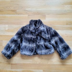 Nine West Gray Faux Fur Cape Jacket